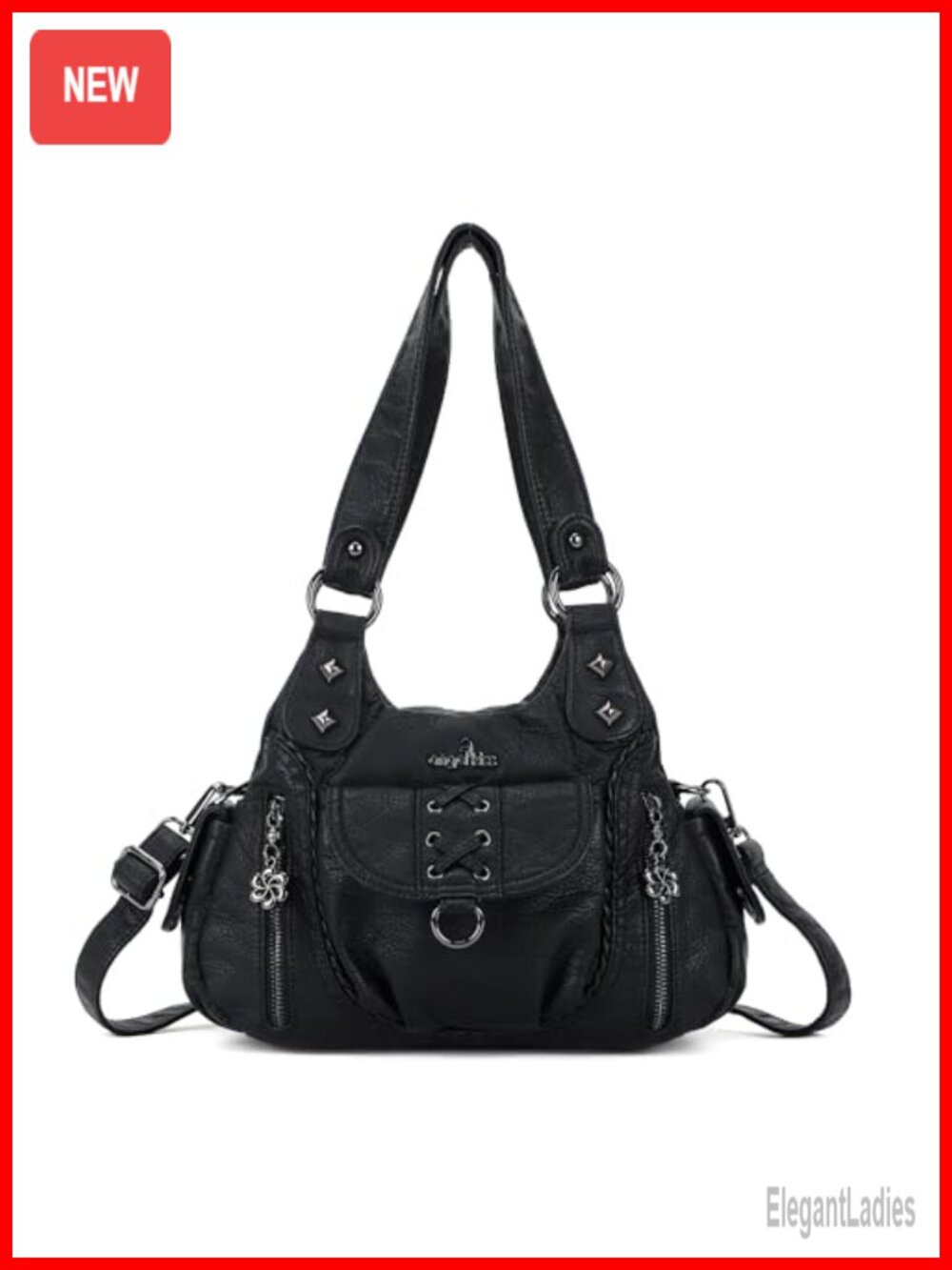 Vegan Leather Hobo Shoulder Bag Multi Pocket Crossbody Purse